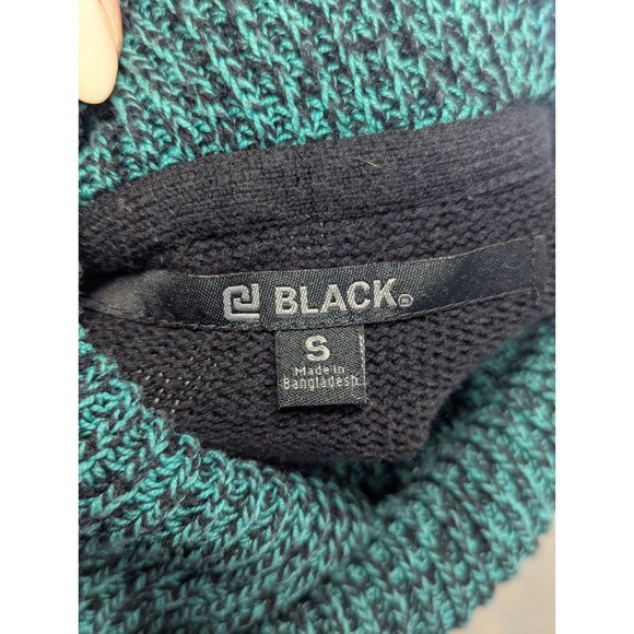 Black Size Small Teal & Black Color Block Cowl Neck Pullover Hoodie Sweater - Picture 8 of 8